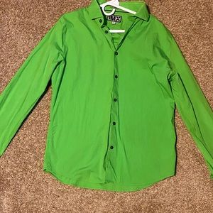 Express limited edition 1MX. Fitted. Bright green button up with collar.Like new